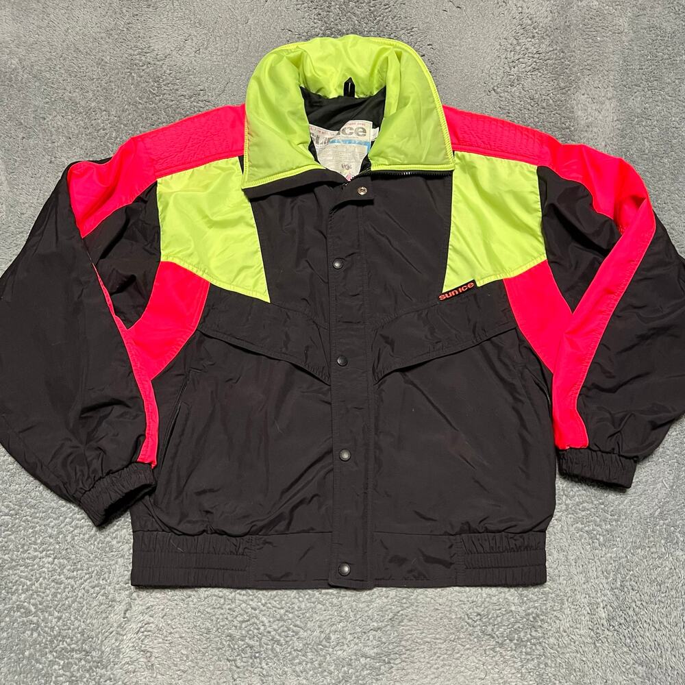 Vintage 90's Sunice Coat Mens Large Neon And Black Ski Jacket Winter
